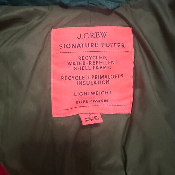 J. Crew Alps puffer jacket with PrimaLoft Sz XL Green Shawl Collar Nylon - Picture 6 of 8